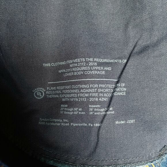 TYNDALE FR Denim Men's 34X34 Flame Resistant Jeans J230T CAT2 23 Cal NFPA 2112 - Picture 12 of 12